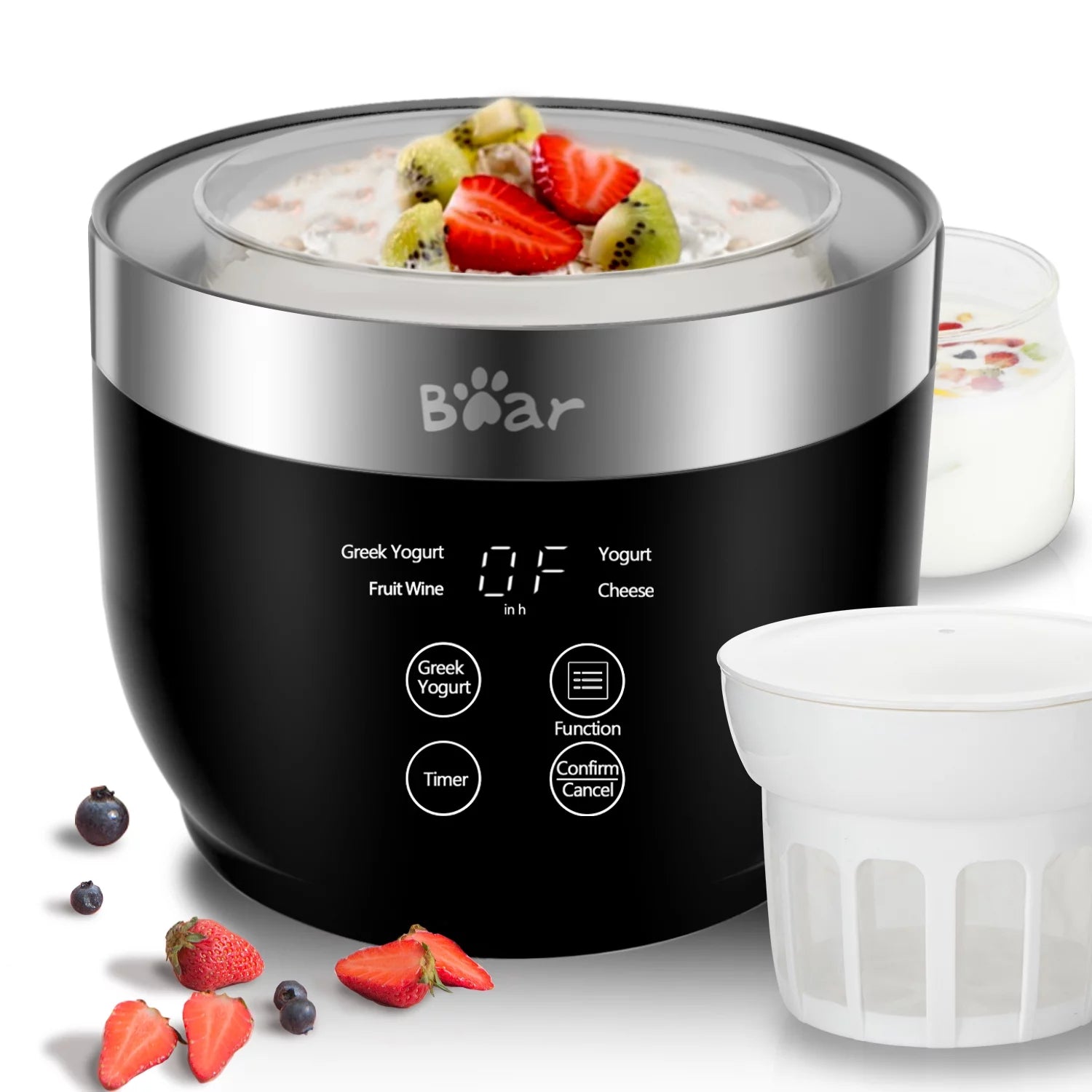 Greek Stainless Steel Yogurt Maker 2 Glass Jars X9519