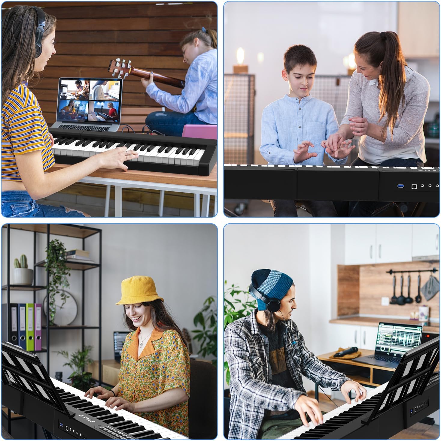 88 Key Semi Weighted Digital Piano Keyboard Set with Stand, Built-In Speakers, Sustain Pedal, Bluetooth, MIDI, USB, MP3 B68517
