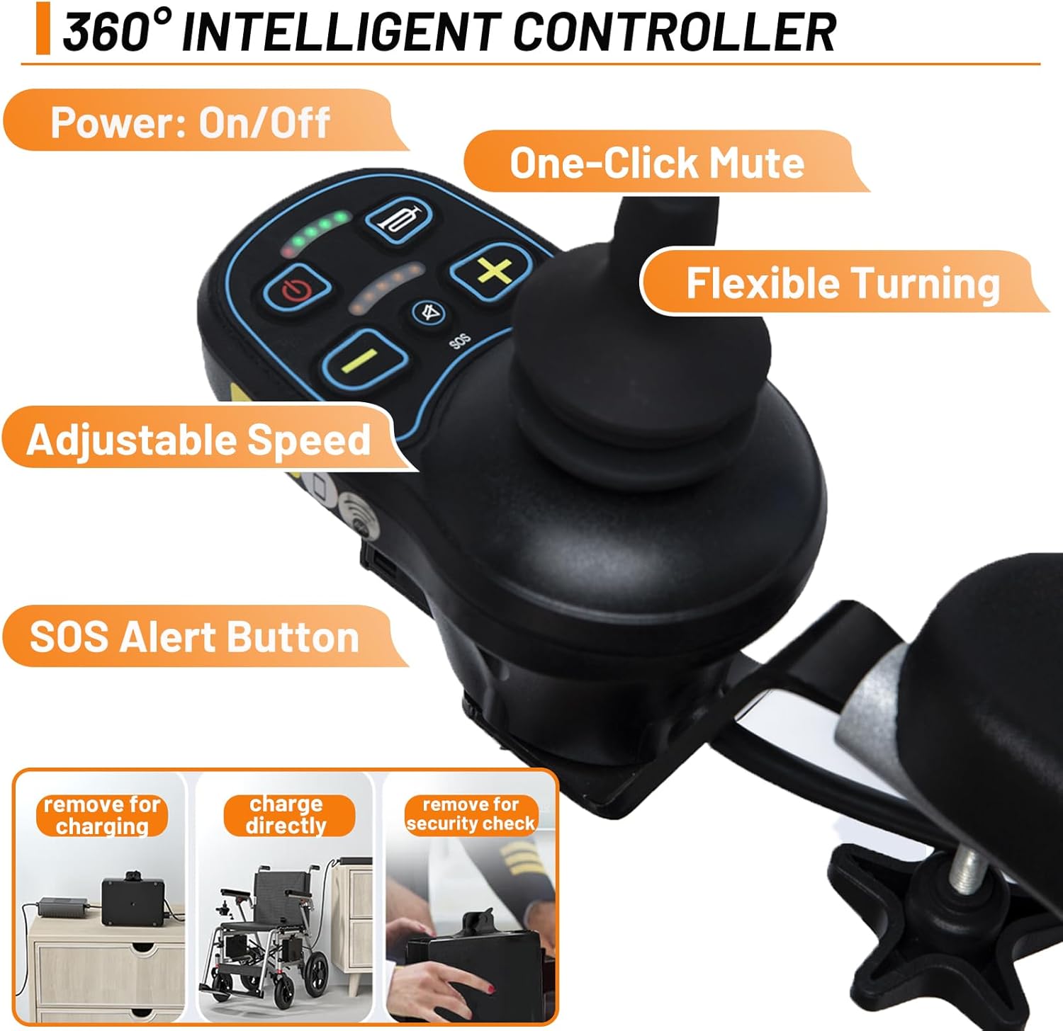Lightweight Portable Electric Wheelchair, 33lbs, 10 Miles Range B625