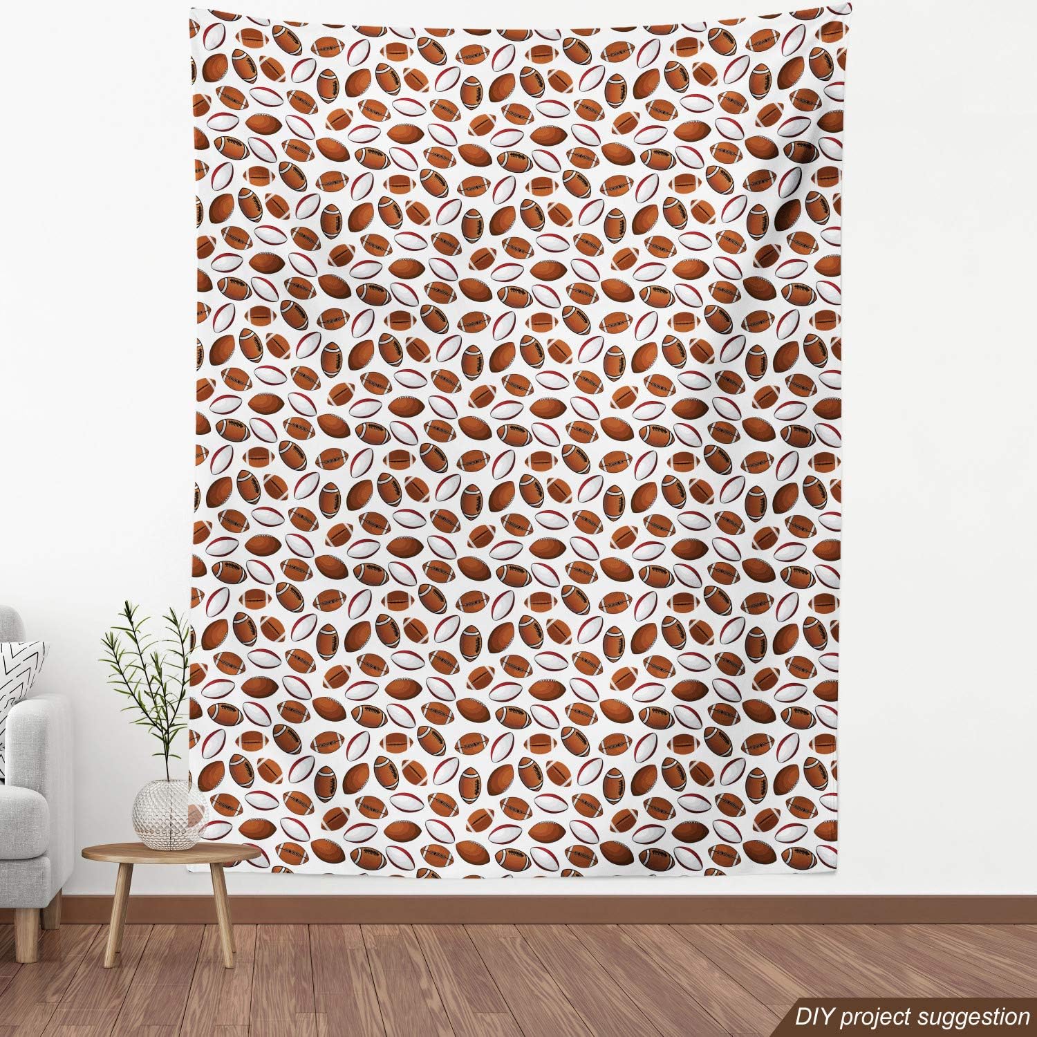 American Football Fabric by The Yard, 1 Yard, Caramel Ruby White F10109