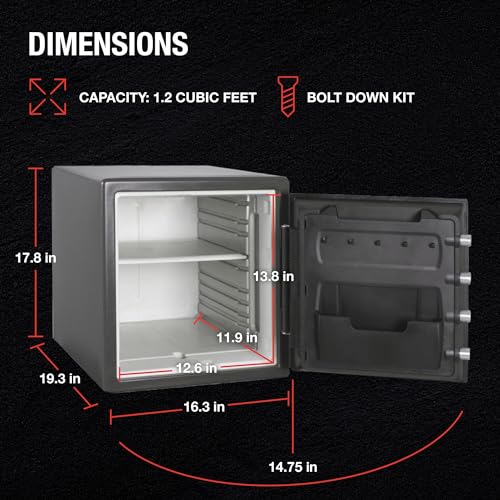 Fireproof Waterproof Steel Home Safe with Dial Combination Lock, Black U5170