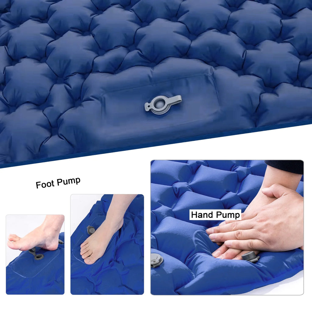 2 Person Camping Mat with Air Pillow Portable Air Mattress Waterproof Sleeping Pad N54705