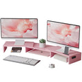 Black Dual Monitor Stand Riser with Smartphone Holder F432499
