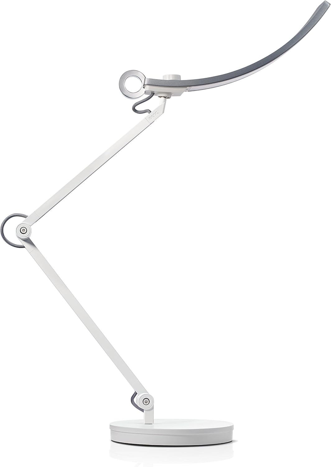 Silver LED Desk Lamp with Auto-Dimming, CRI 95, 35” Wide Illumination O90356