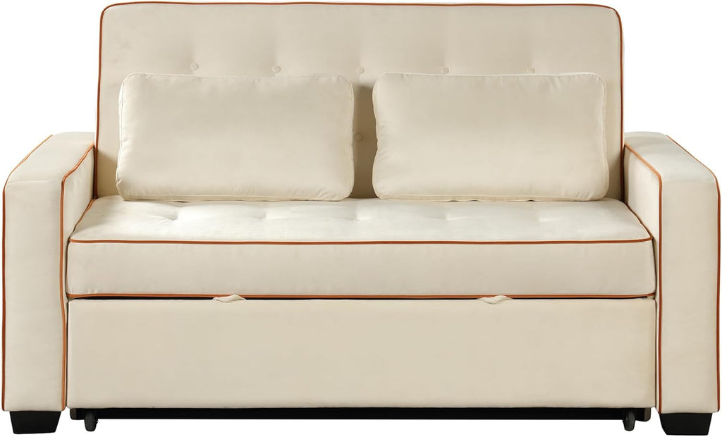 Velvet Convertible Sofa Bed with USB Charging Port L7160