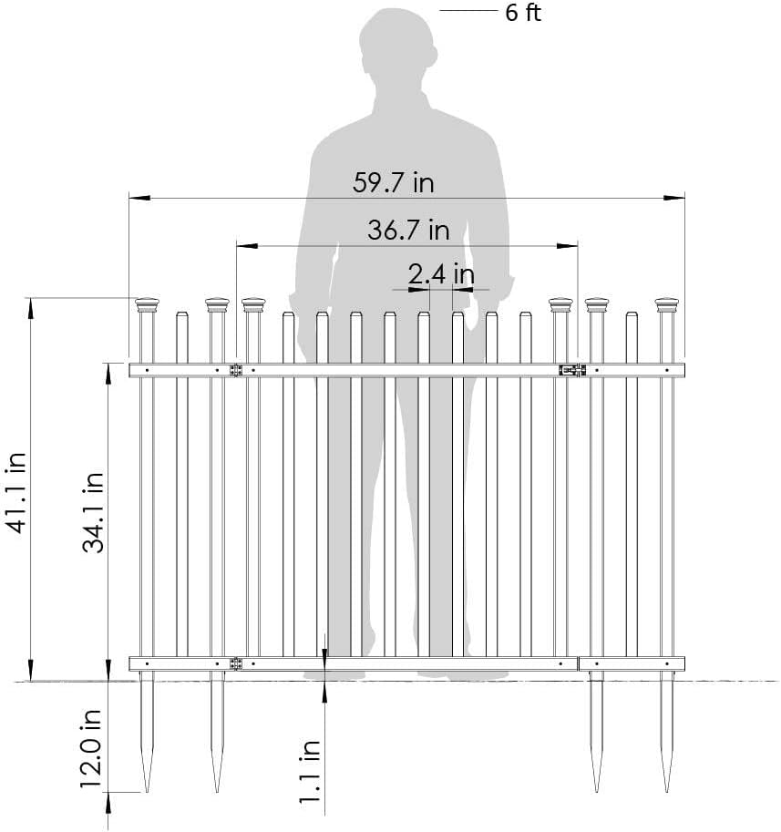 Lightweight Portable Vinyl Picket Fence Kit with Metal Base, White S57984