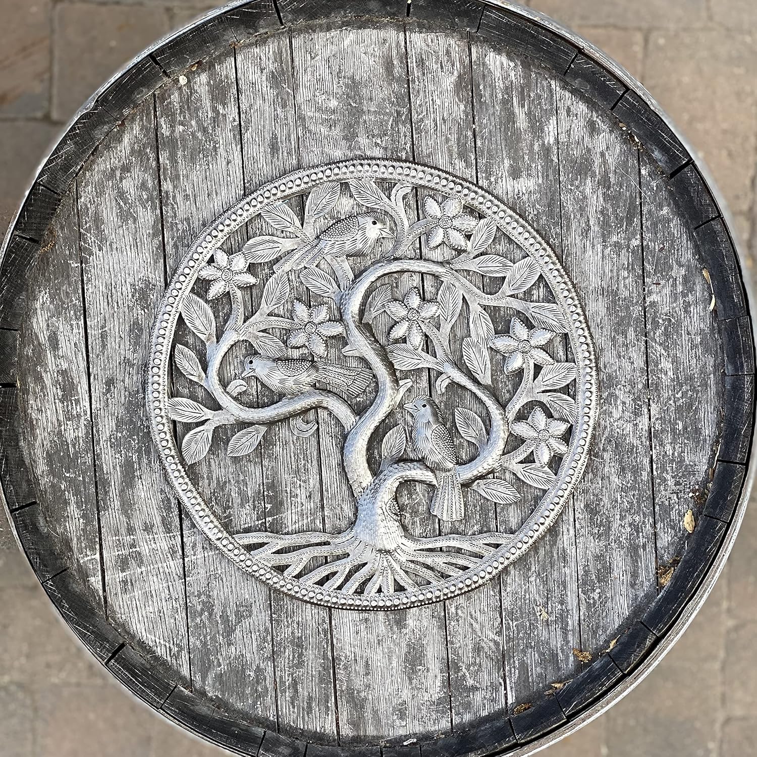 Small Metal Tree of Life Sculpture, 13 Inches Round Q6725