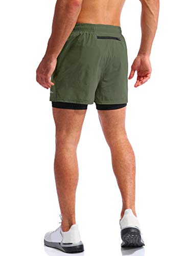 Men’s 2 in 1 Running Shorts 5" Quick Dry with Phone Pockets P636480