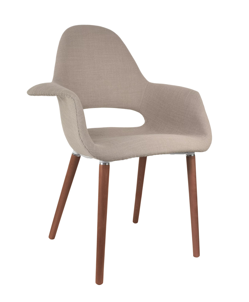 Organic Upholstered Fabric Armchair with Dark Walnut Brown Wooden Legs (Black) C496897