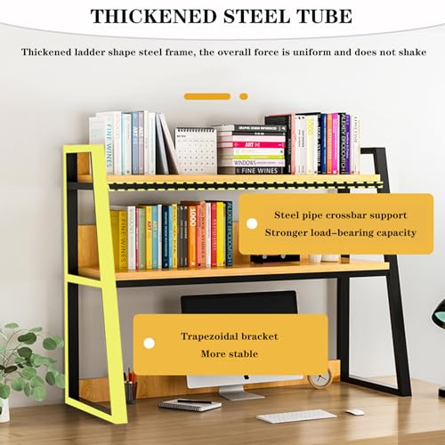 Black 2-Tier Metal and Wood Desk Hutch Bookshelf M31312