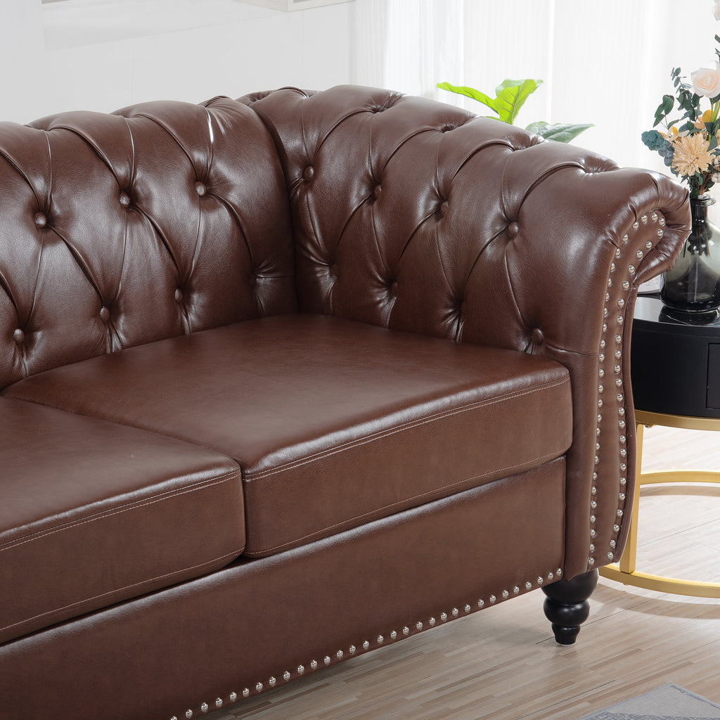 Dark Brown Leather 3-Seater Sofa D77787