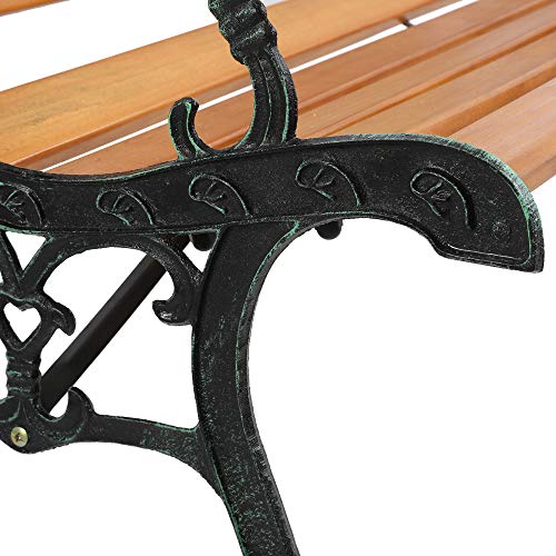 Antique Cast Iron and Hardwood Frame Outdoor Bench H9994