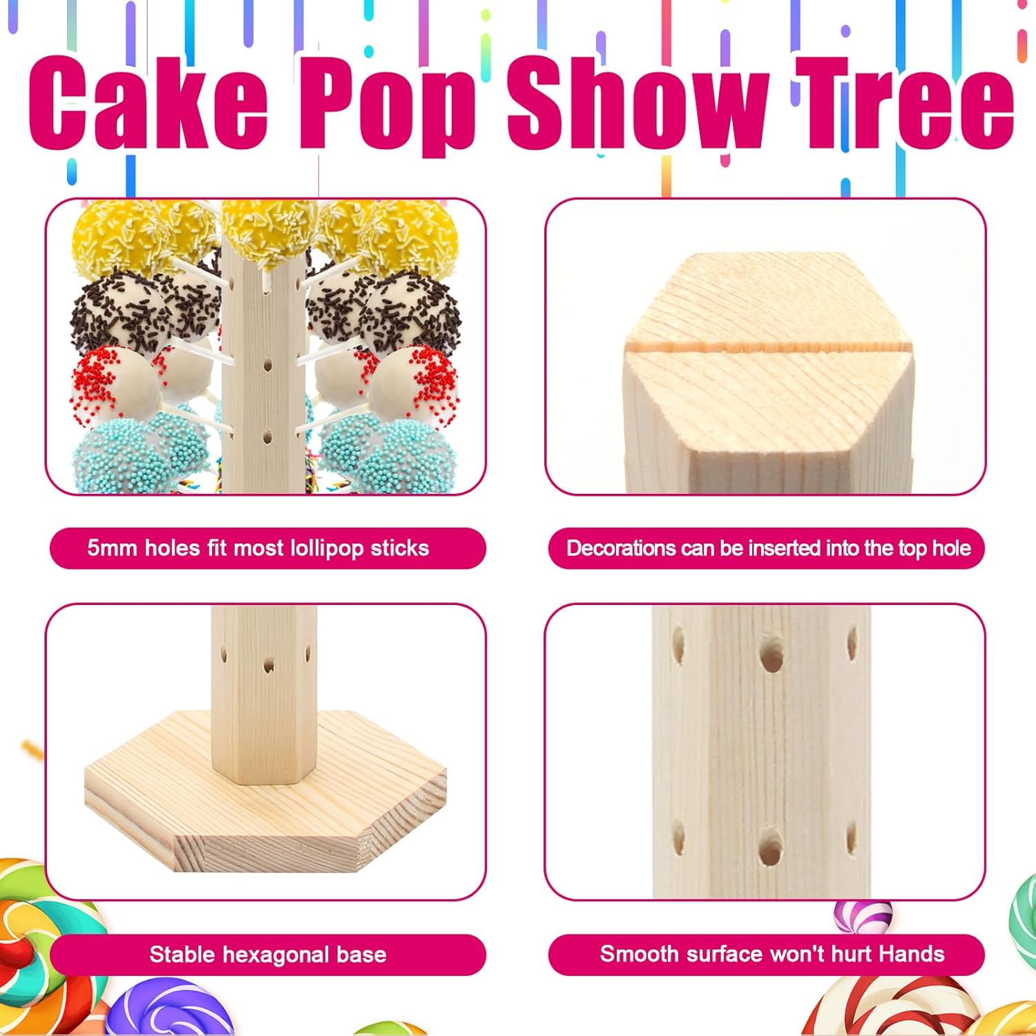 54 Hole Wooden Cake Pop Stand L973