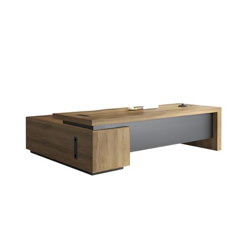 Rustic L Shape Engineered Wood Executive Desk 63" L x 31.5" W x 29.5" H Z252634