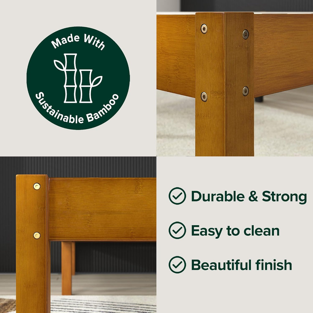 14 Inch Bamboo Platform Bed Frame, Wood Slat Support, Full Q17524