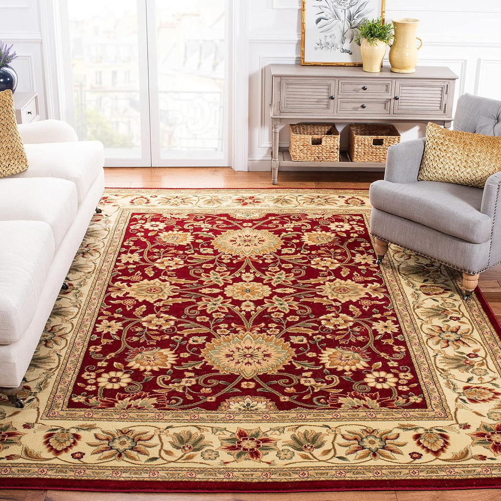 Red & Ivory 6' x 9' Traditional Area Rug Y7204