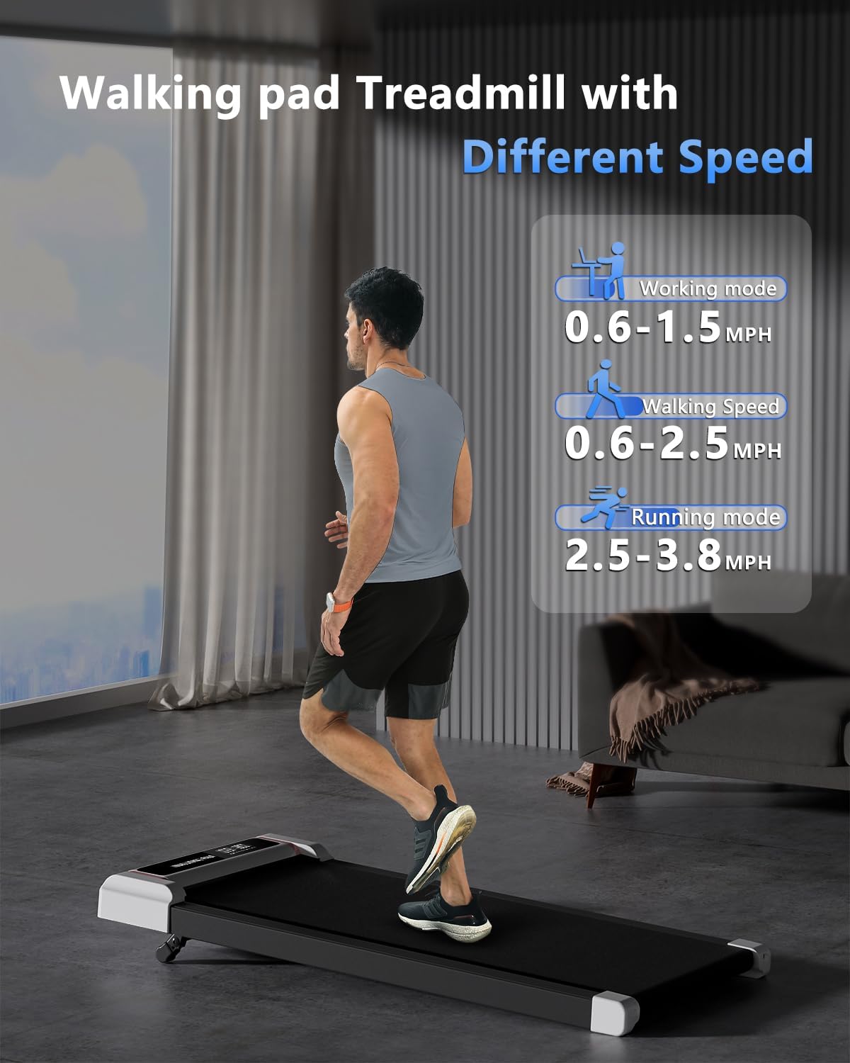 Compact 2-in-1 Under Desk Treadmill with Incline A6867