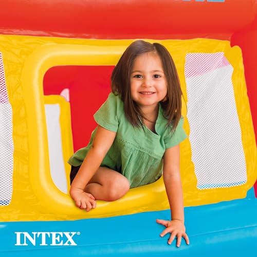 Inflatable Bounce Castle Trampoline with Crawl-Thru Door and Net Q6772