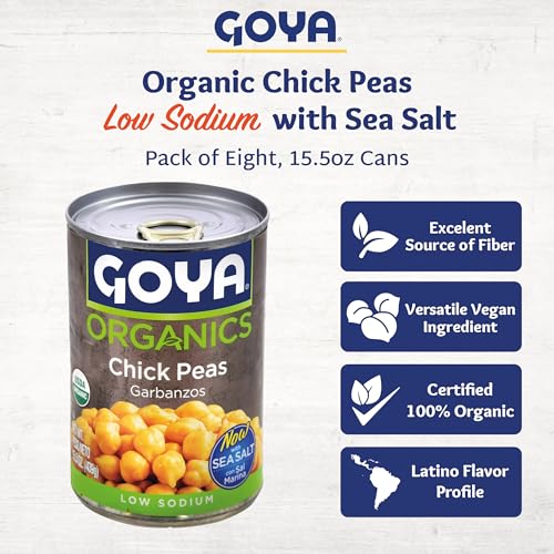 Organic Chick Peas Garbanzo Beans, Low Sodium with Sea Salt, 15.5 Ounce (Pack of 8) O6722