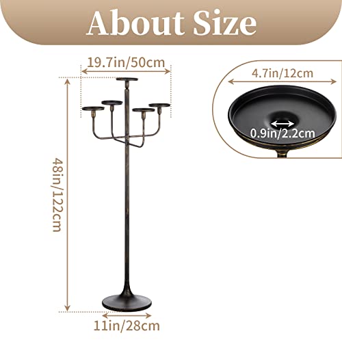Black 5-arm 48inch Tall Metal Candle Holders D4269