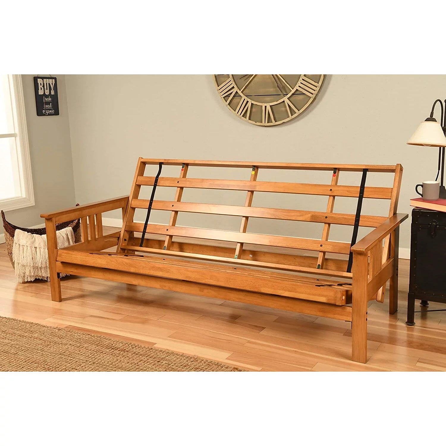 Queen Solid Wood Futon Frame in Butternut/Brown C299261