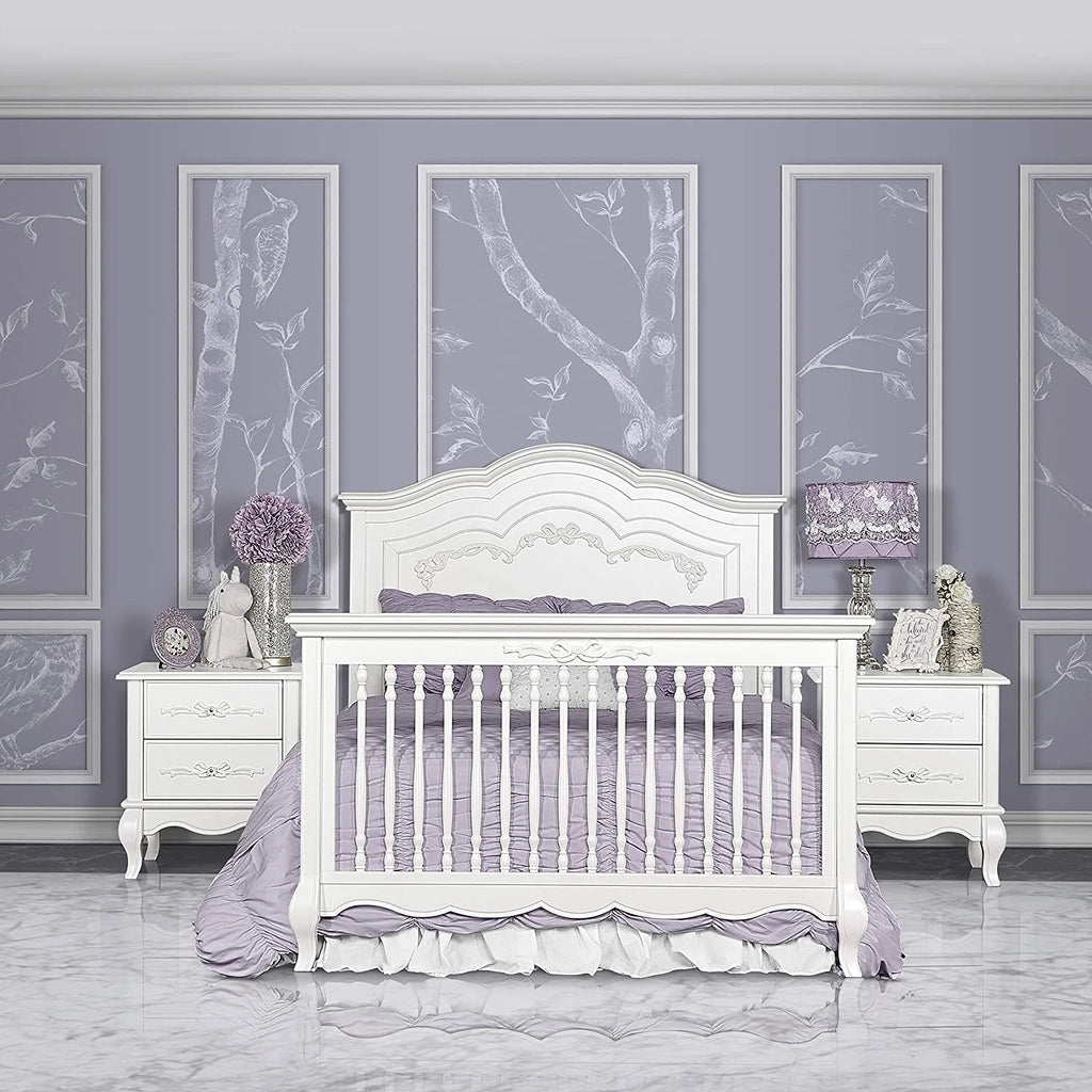 5-in-1 Convertible Crib in Frost, Greenguard Gold Certified, Wooden Baby Crib X39297