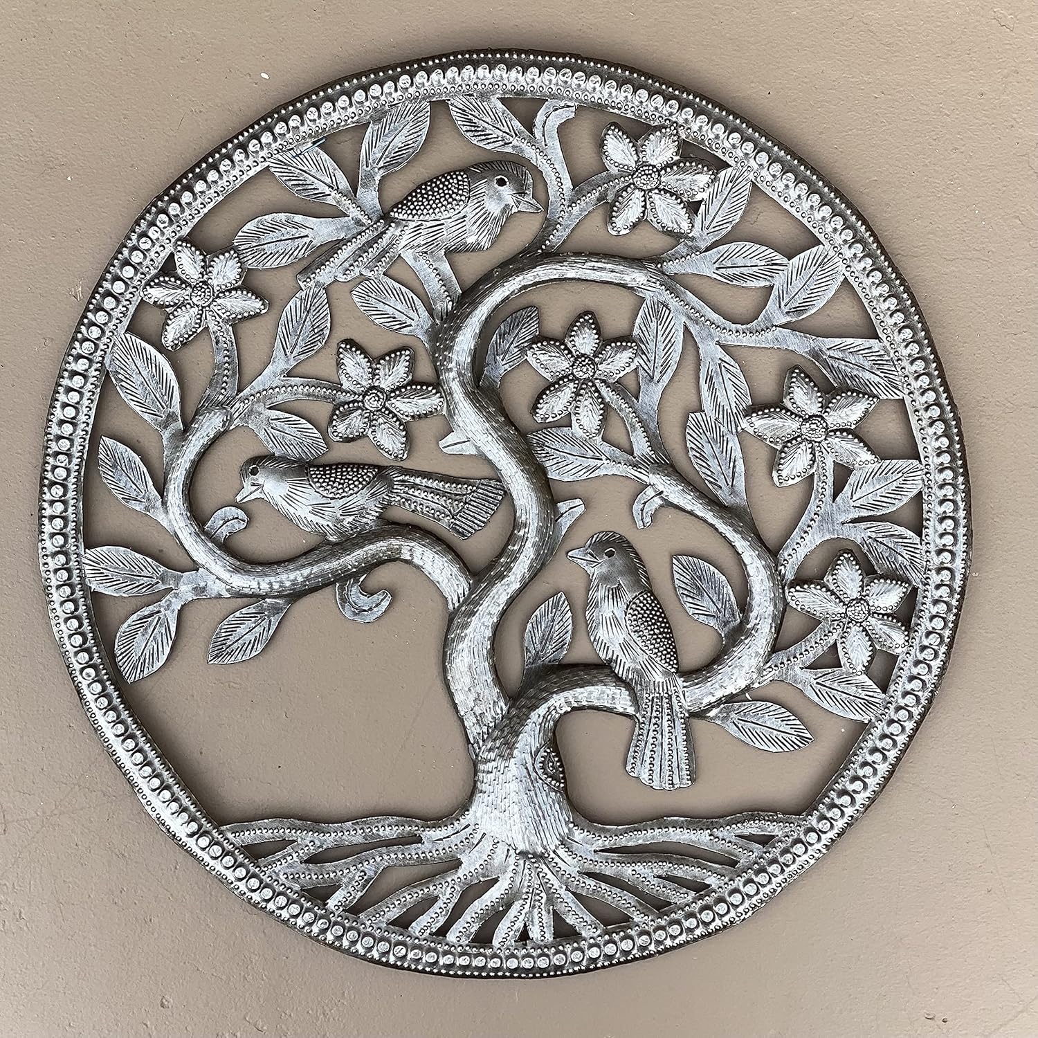 Small Metal Tree of Life Sculpture, 13 Inches Round Q6725