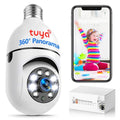 Light Bulb Security Camera, 360° WiFi Wireless Outdoor Indoor Color Night Vision, Auto Tracking Smart Alarm, 2-Way Talk, Porch Light Socket Camera E96439