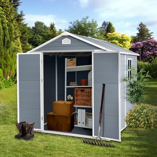 6x8ft Grey Resin Outdoor Storage Shed Kit Q4300