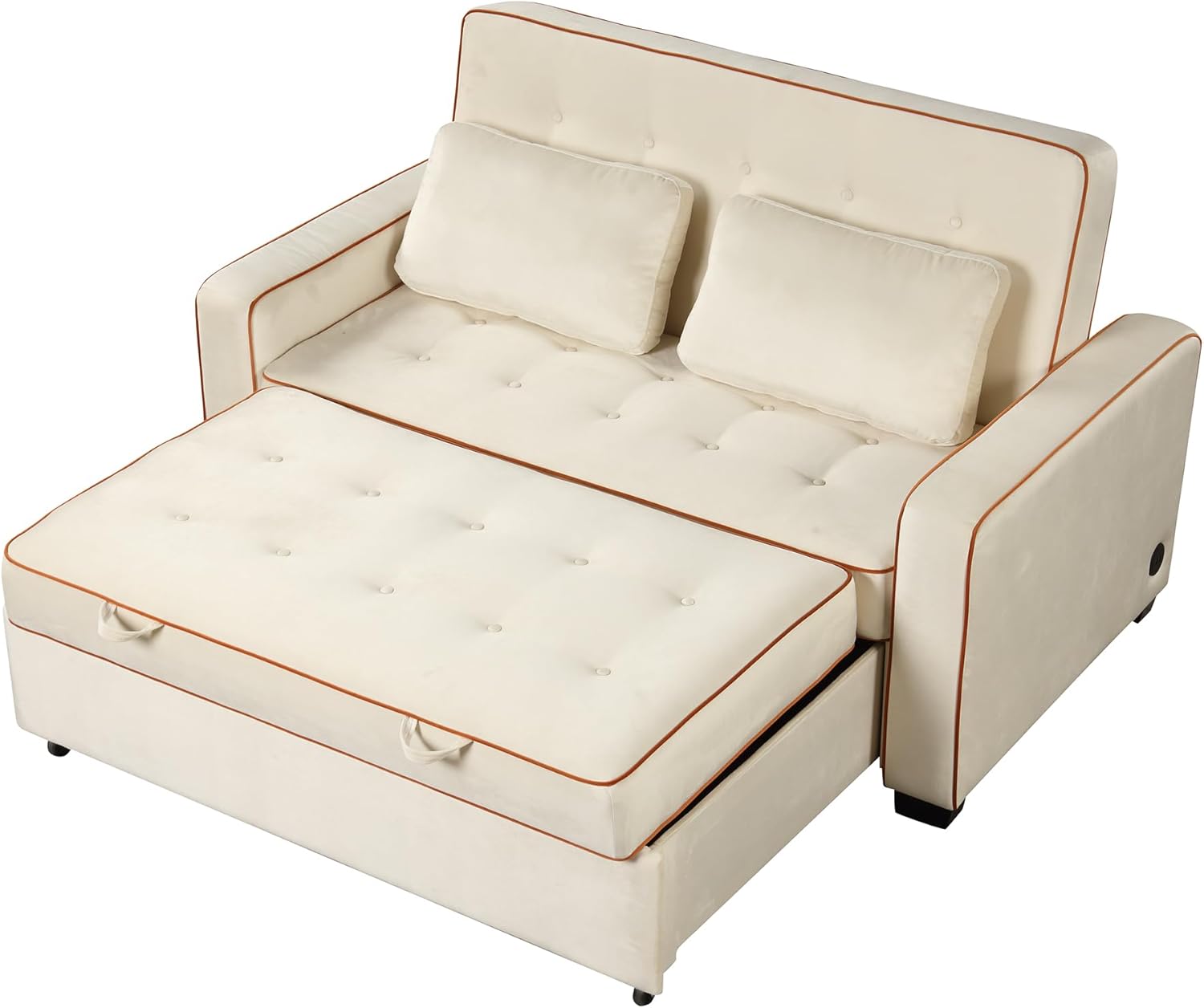 Velvet Convertible Sofa Bed with USB Charging Port L7160