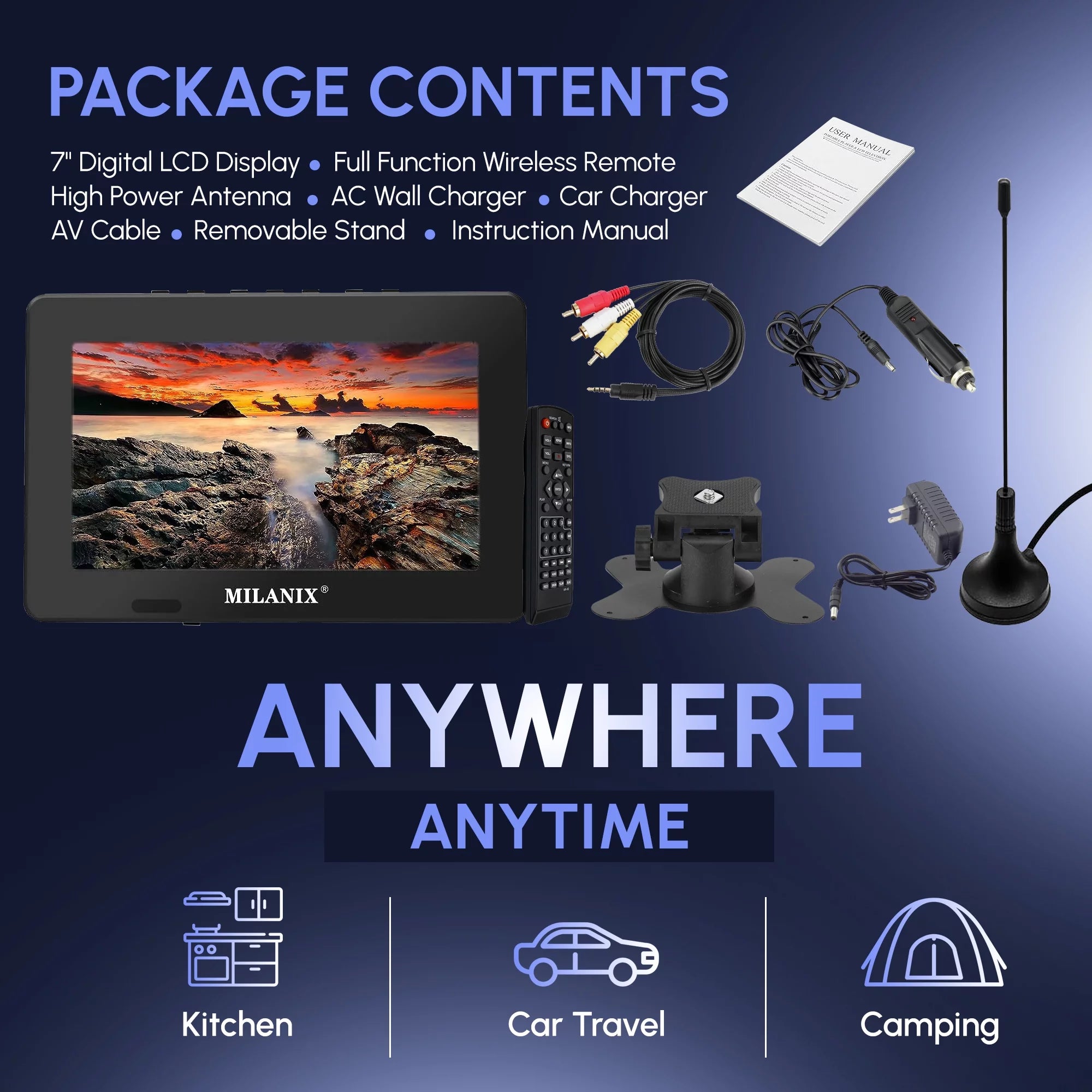 7" Portable LCD TV with Remote Control K6025