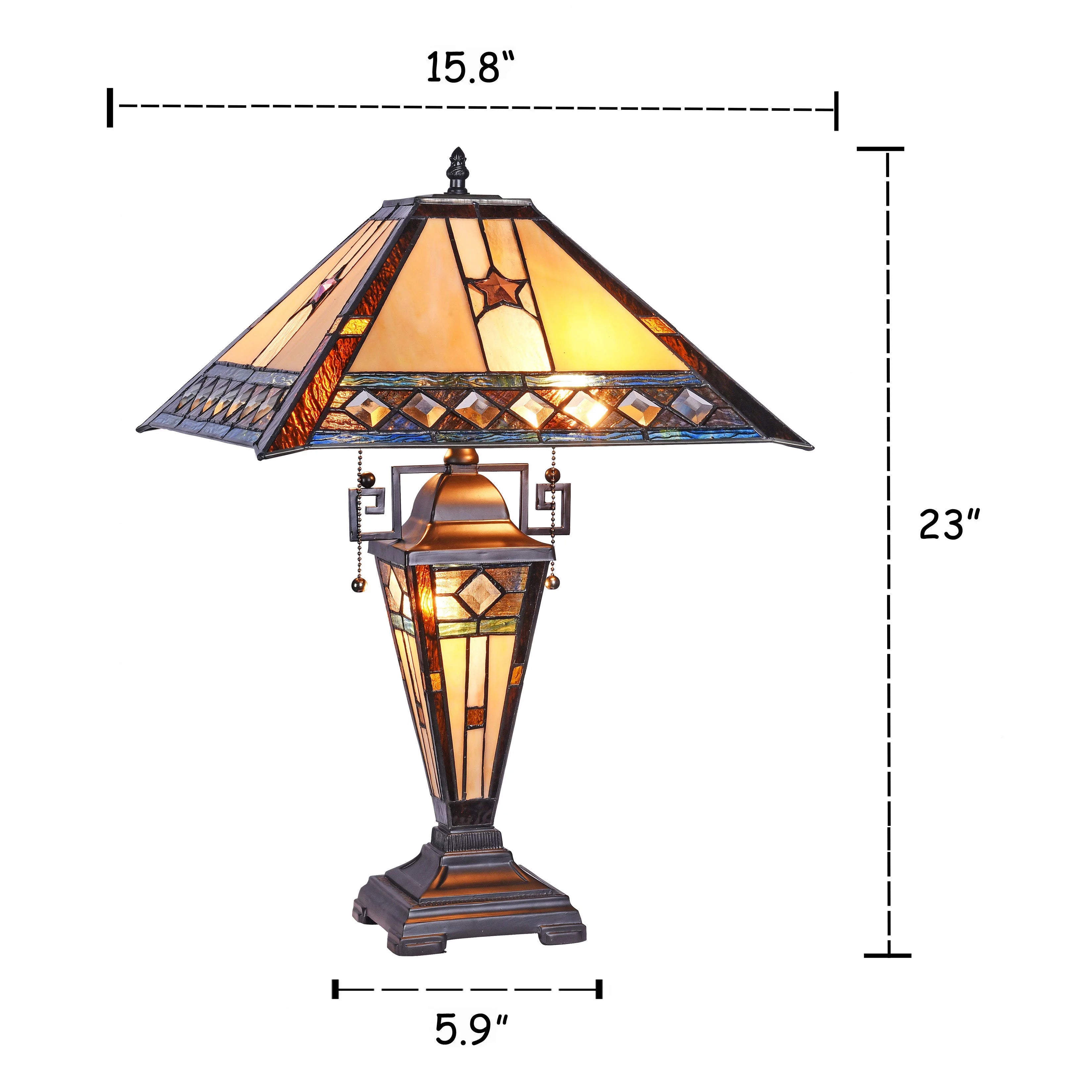 Tiffany-Style 1 Light Double Lit Table Lamp 16" Wide J3016