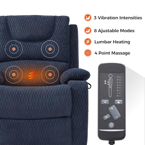 Large Power Lift Recliner Lay Flat Chair Dual Motor with Heat Massage Electric Recliner Chair Cup Holder (Brown, Faux Leather) J524