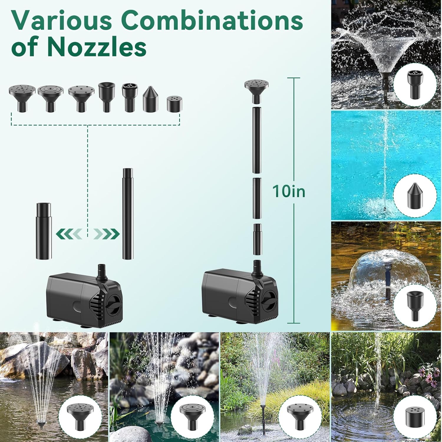 25W Solar Fountain Pump 410GPH with 16.5FT Cord L698