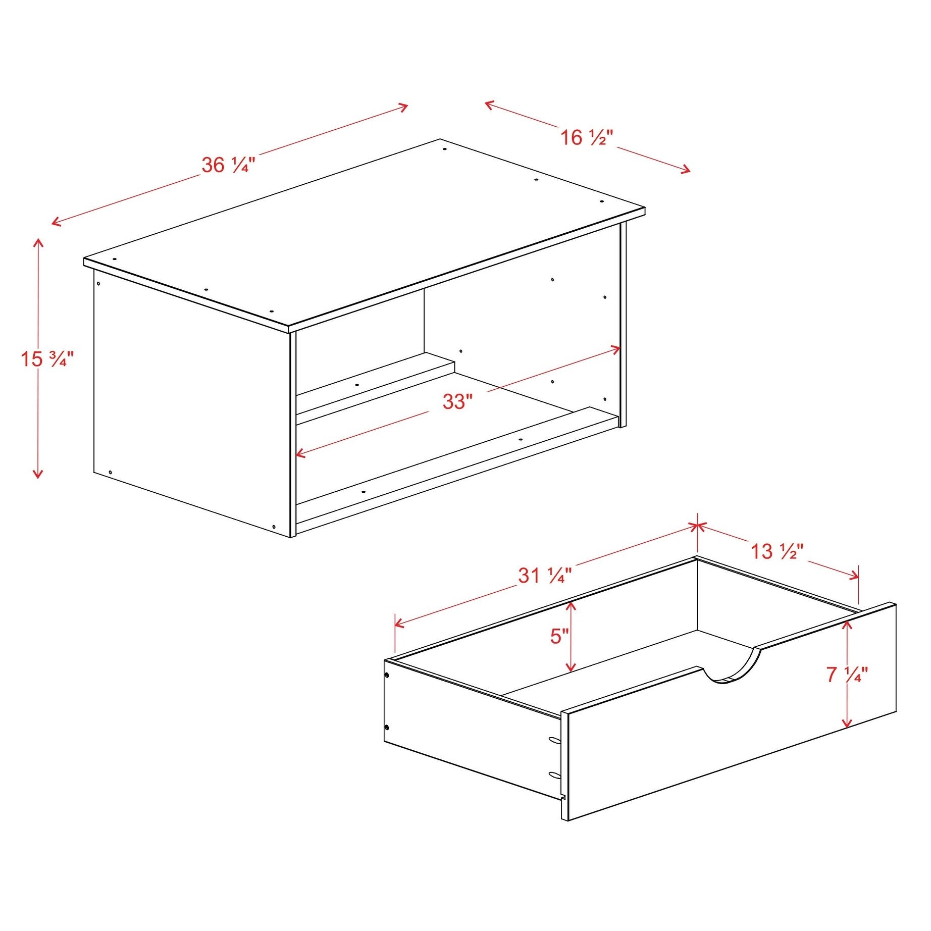 100% Solid Wood 2-Drawer Internal Chest Grey Y5177