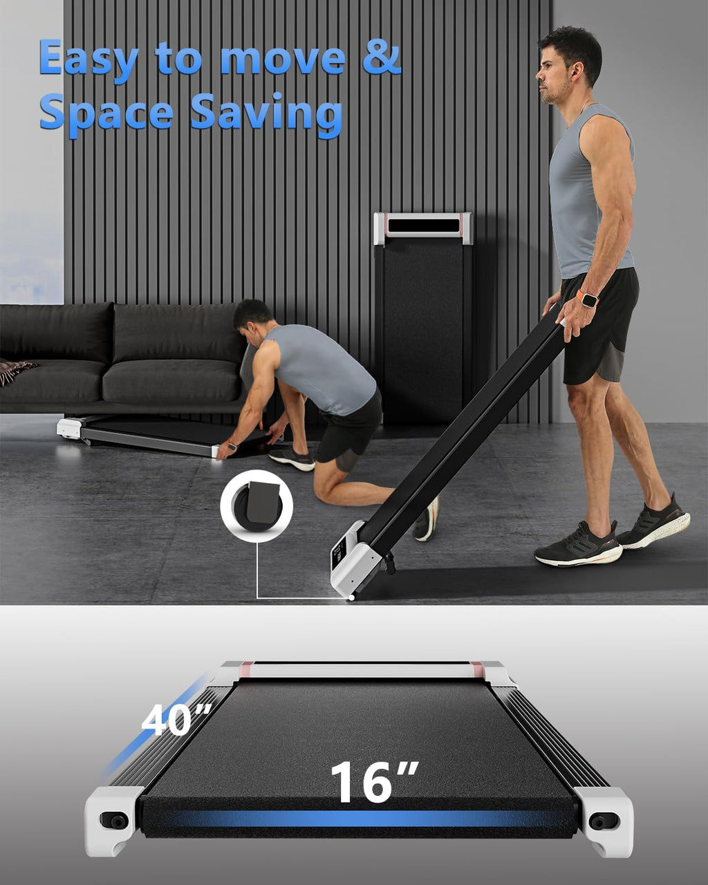 Compact 2-in-1 Under Desk Treadmill with Incline A6867