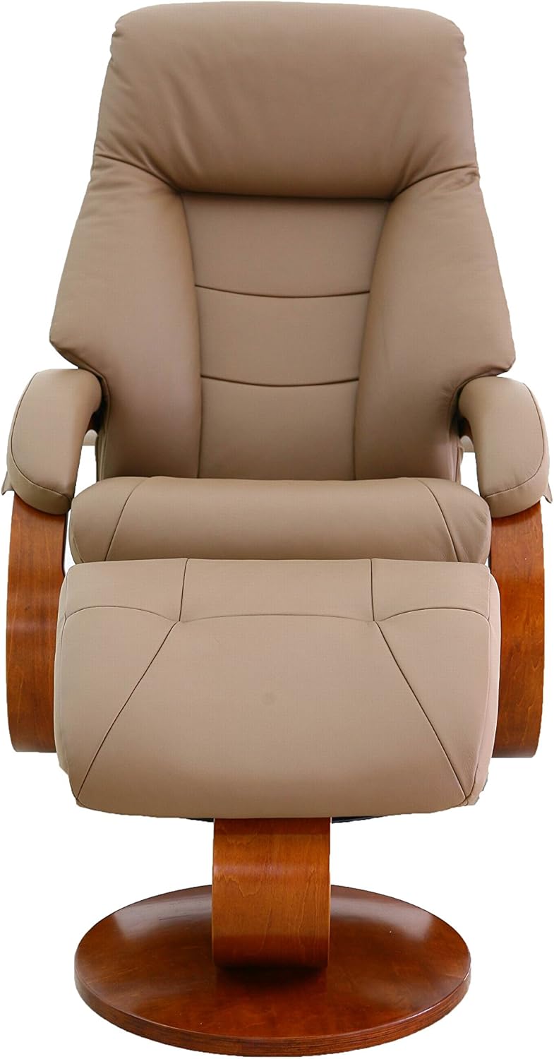 Sand Top Grain Leather Recliner and Ottoman B154672