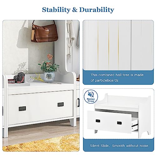 White Hall Tree with Bench and Shoe Storage S61123