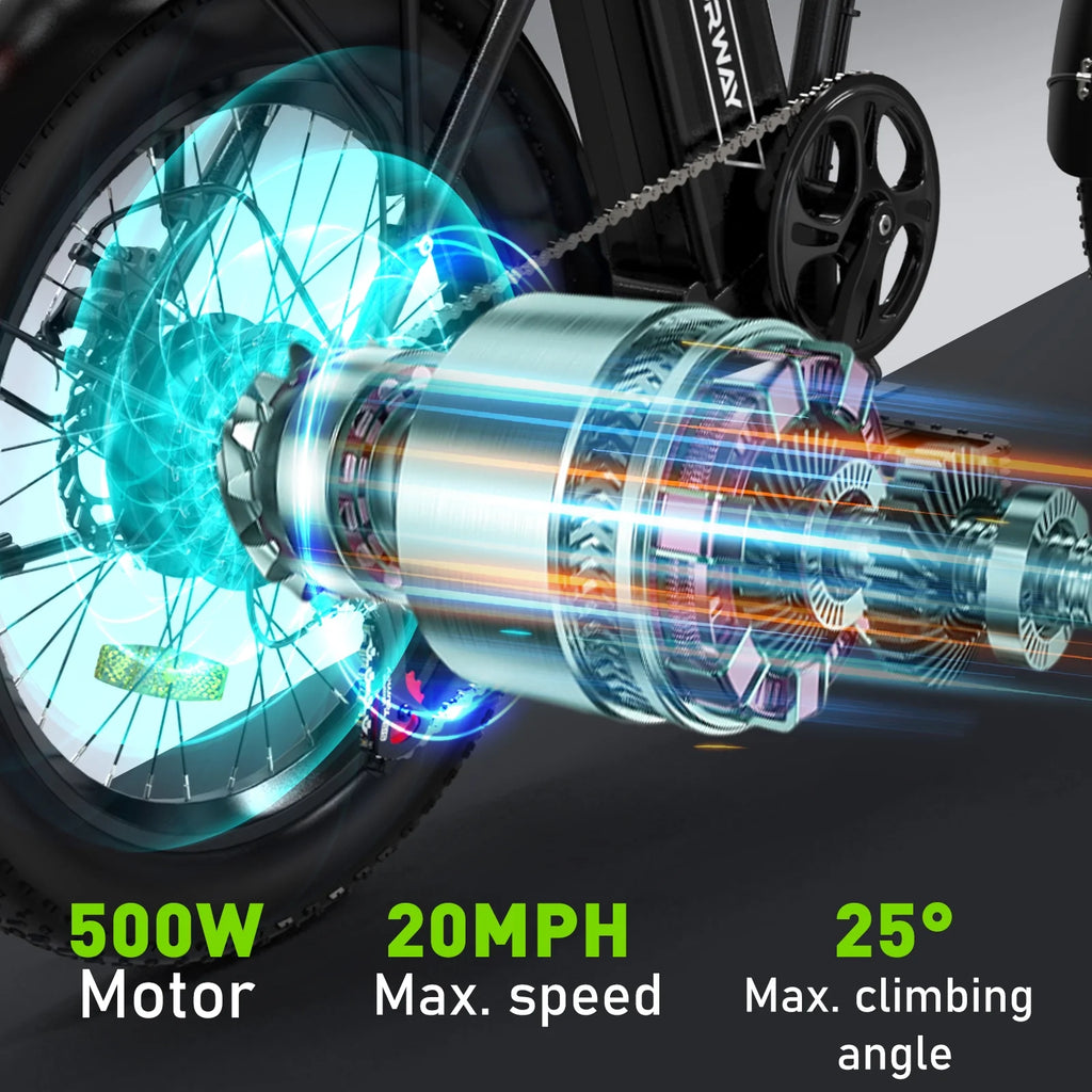 20"x3.0 Fat Tire Electric Bicycle with 500W/36V/12Ah Battery, Shimano 7-Speed E694323