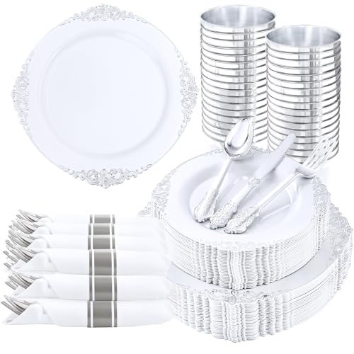 350PCS Gold Plastic Dinnerware Set A36433