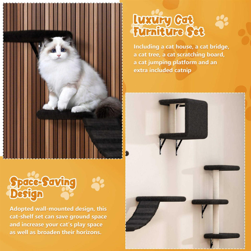 Wall Mounted Shelves Set Cat Tree U33347