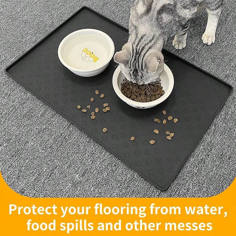Black 31.5 23.6 Silicone Pet Placemat Y378848