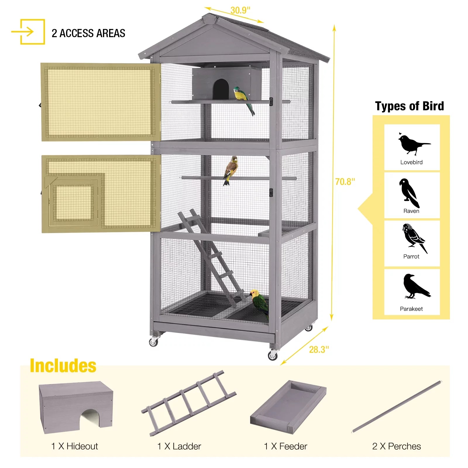 71'' Wooden Birdcage with Stand W36293