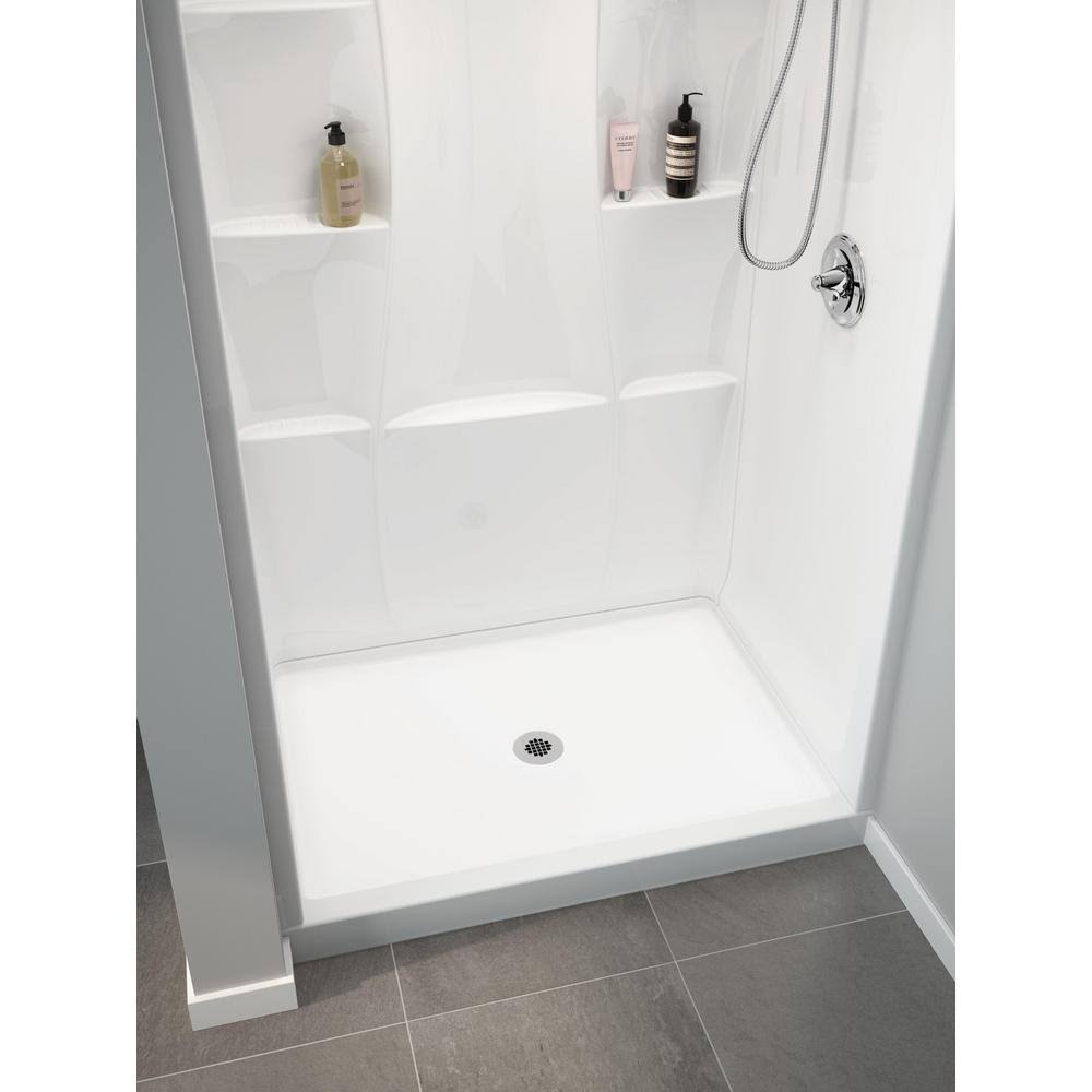 White 48 in. L x 34 in. D Shower Floor & Base J757153