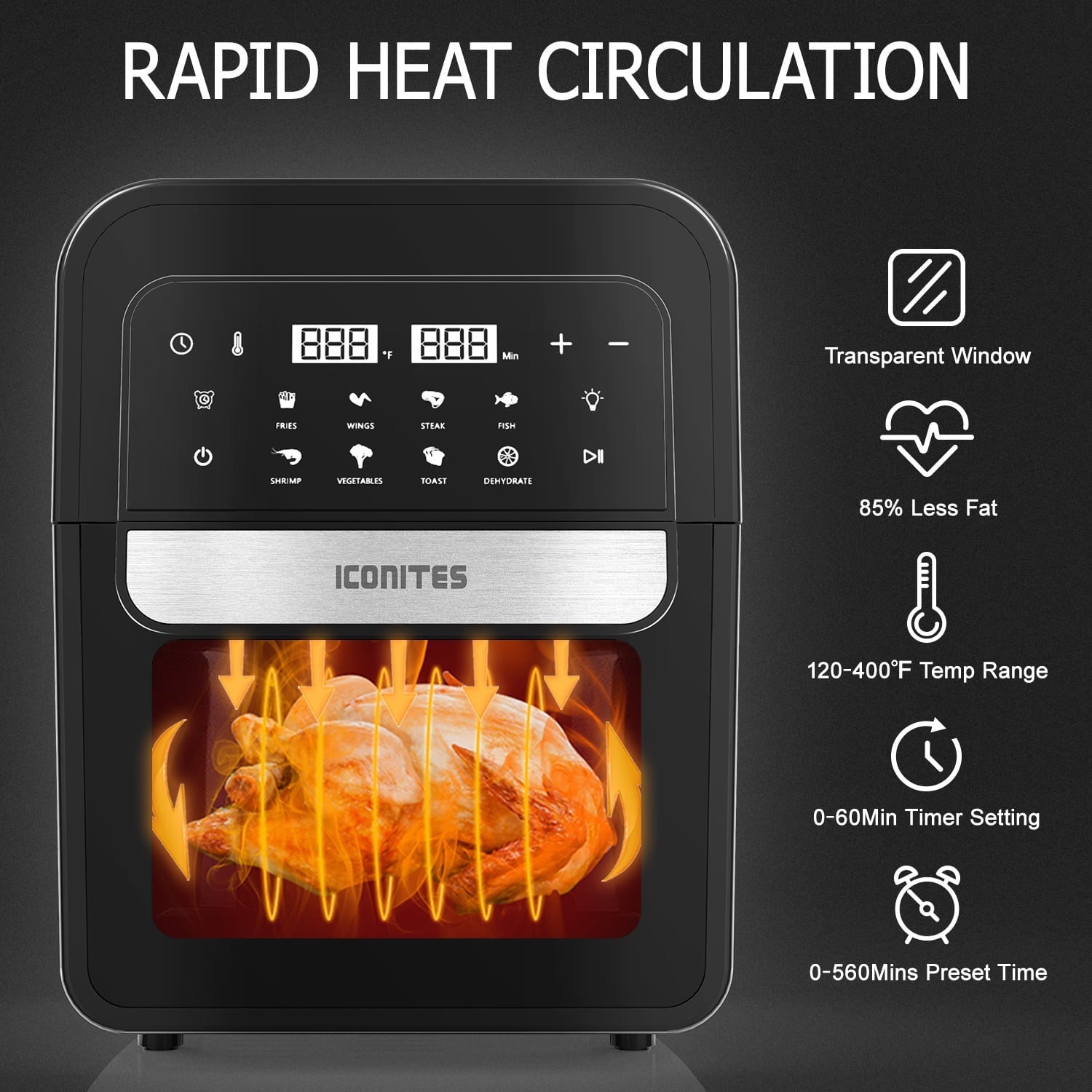 8-in-1 6.5 Quart Air Fryer Oven with Digital Touch-Screen Z5446