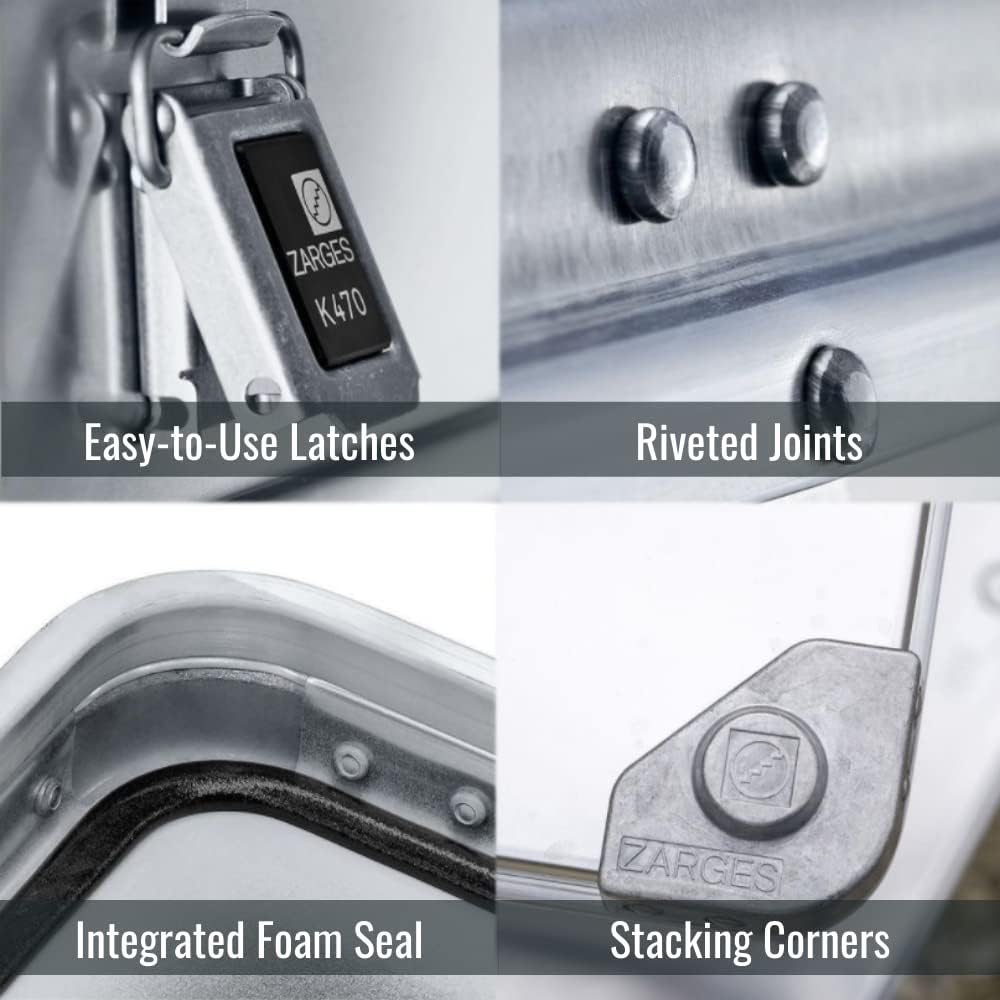 Aluminum Hard Protective Carrying Case, Stackable Storage, Safe Lock Box (44.1 x 28.3 x 18.9 Inches) V9770