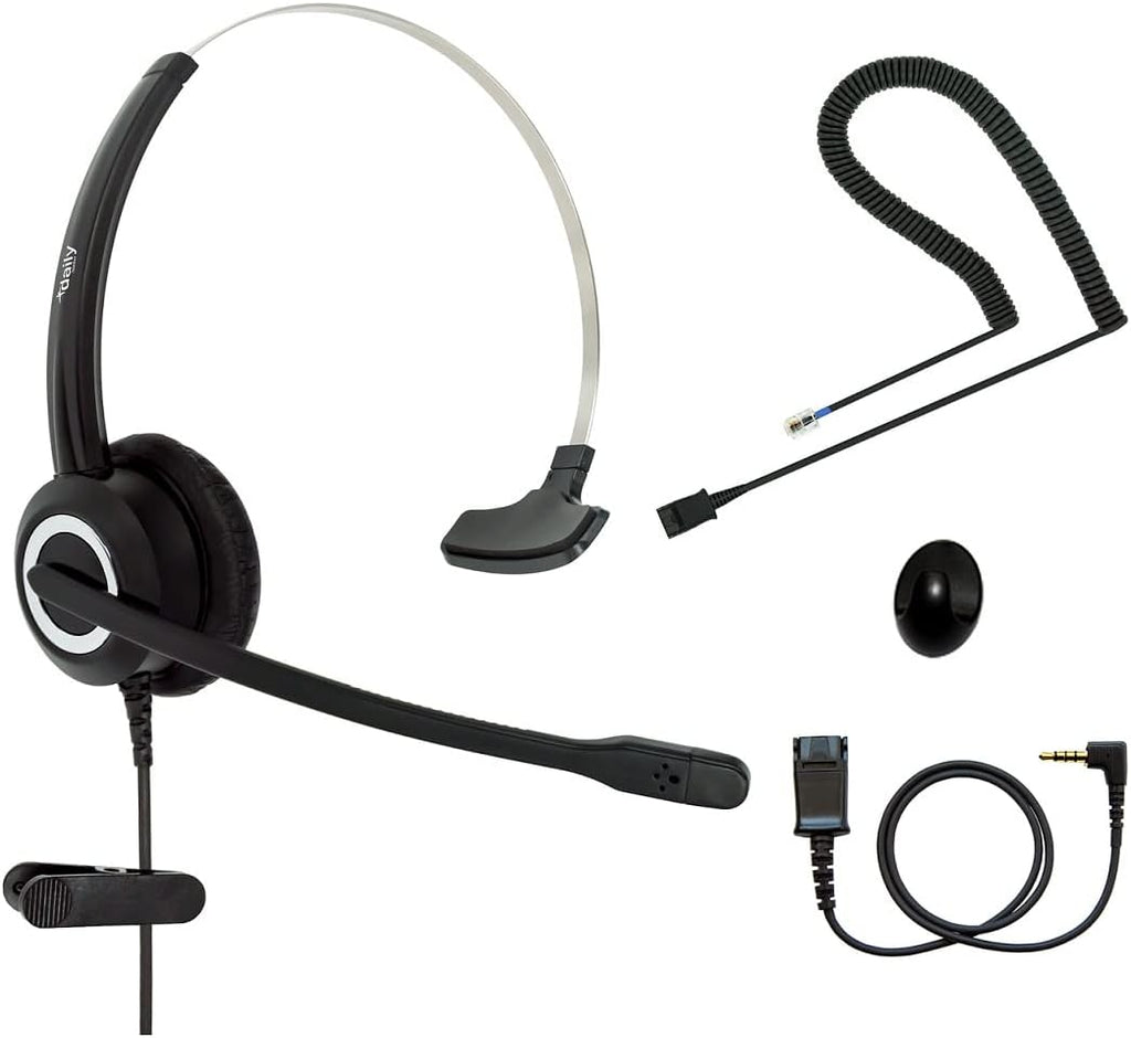 Noise Cancelling Binaural RJ9 VoIP Phone Headset with 3.5mm Adapter R8692