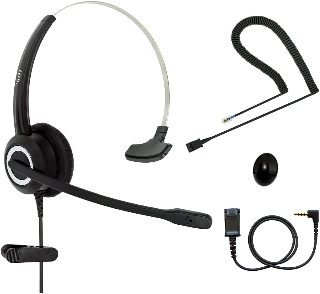 Noise Cancelling Binaural RJ9 VoIP Phone Headset with 3.5mm Adapter R8692