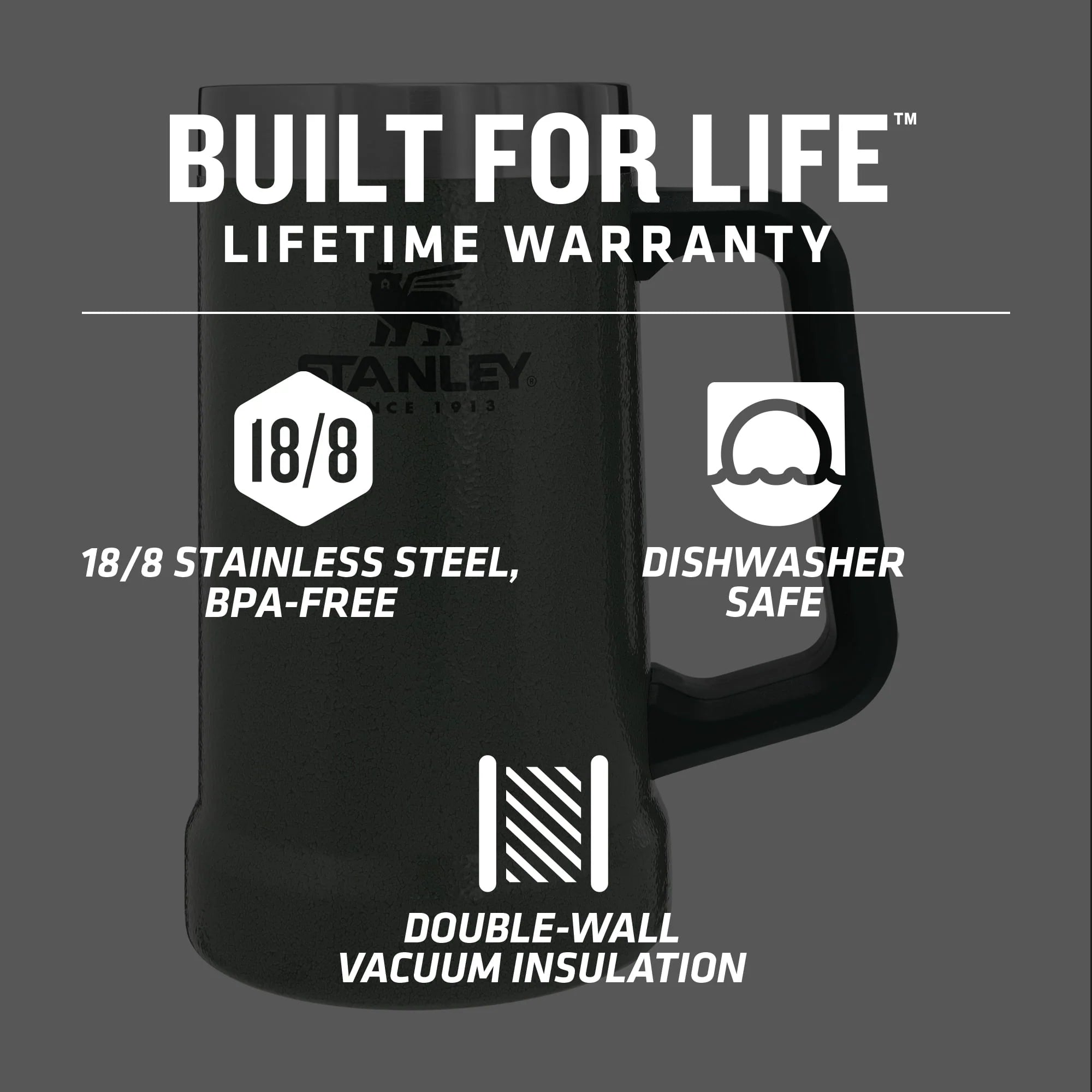 24 oz Vacuum Insulated Stainless Steel Beer Mug A309