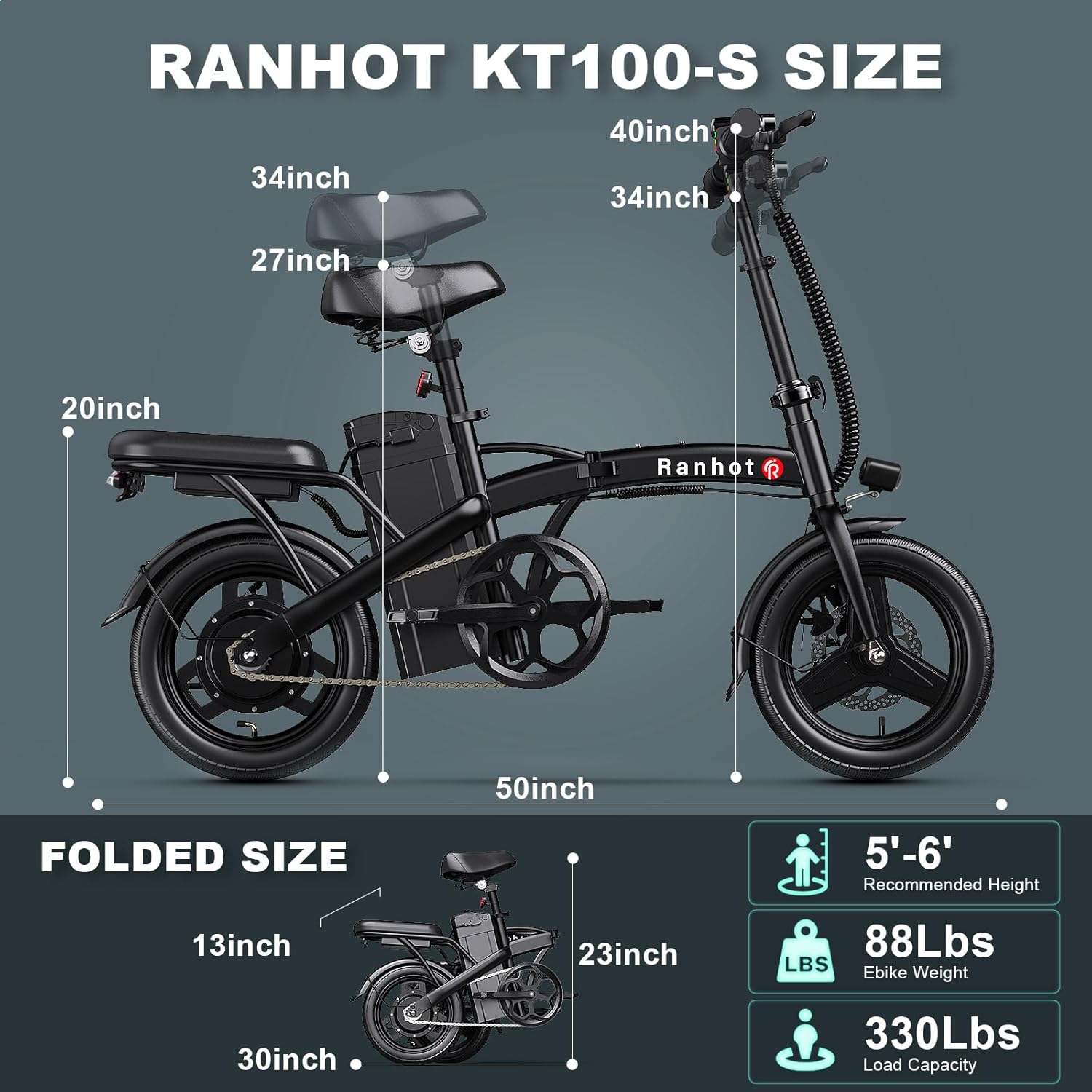 Folding Electric Bike with 750W Motor, 48V 13Ah Battery, 14” Tire W8425